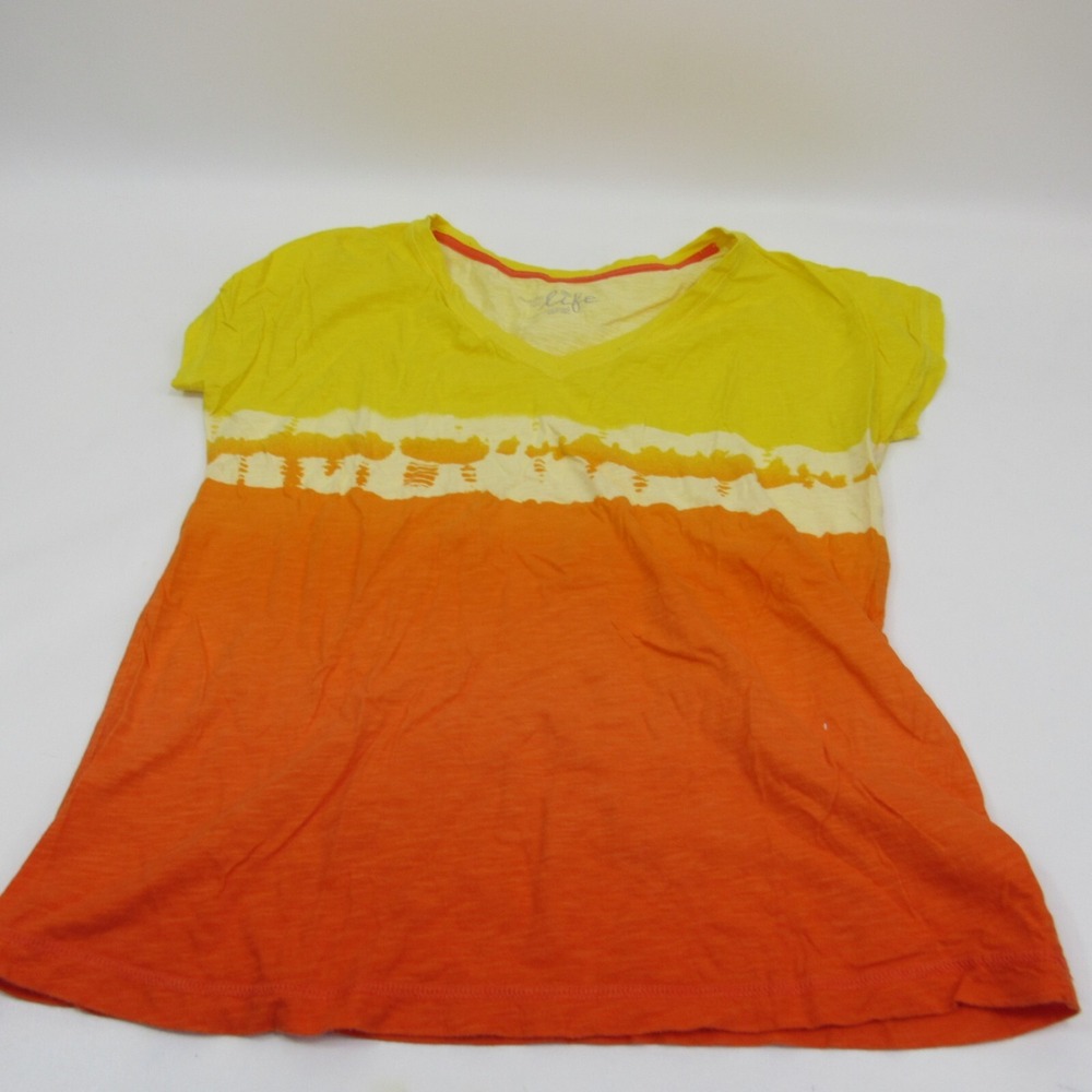 Made‎ For Life Women's Activewear  Orange  V-Neck Short Sleeve Top Size Large
